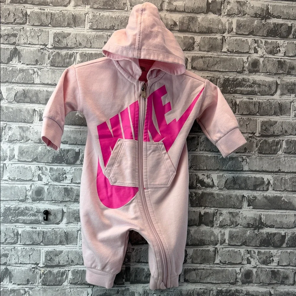 Nike‎ Light Pink baby girl's hoodie romper.